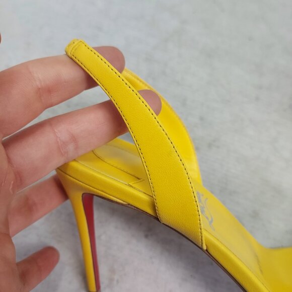Christian Louboutin O Marylin Leather Yellow Strappy Heel Sandal - Picture 9 of 13
